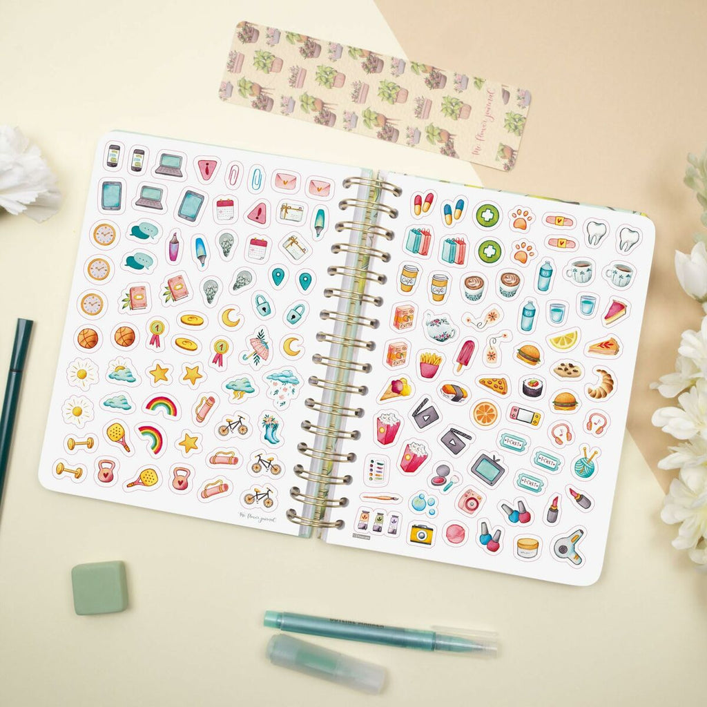 Diary Finocam THE FLOWER JOURNAL A5 15,5 x 21,2 cm Green 2026-6