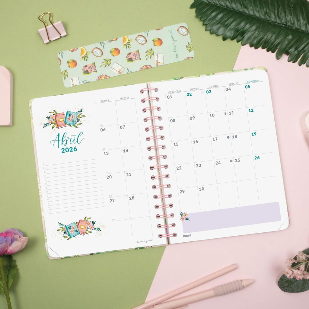 Diary Finocam THE FLOWER JOURNAL A5 15,5 x 21,2 cm Pink 2026-5