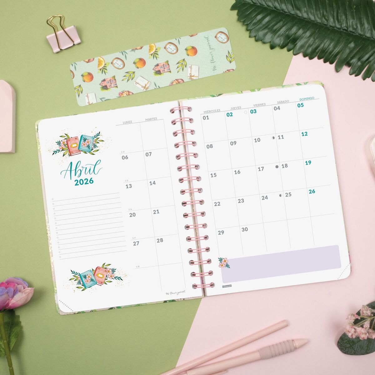 Diary Finocam THE FLOWER JOURNAL A5 15,5 x 21,2 cm Pink 2026-5