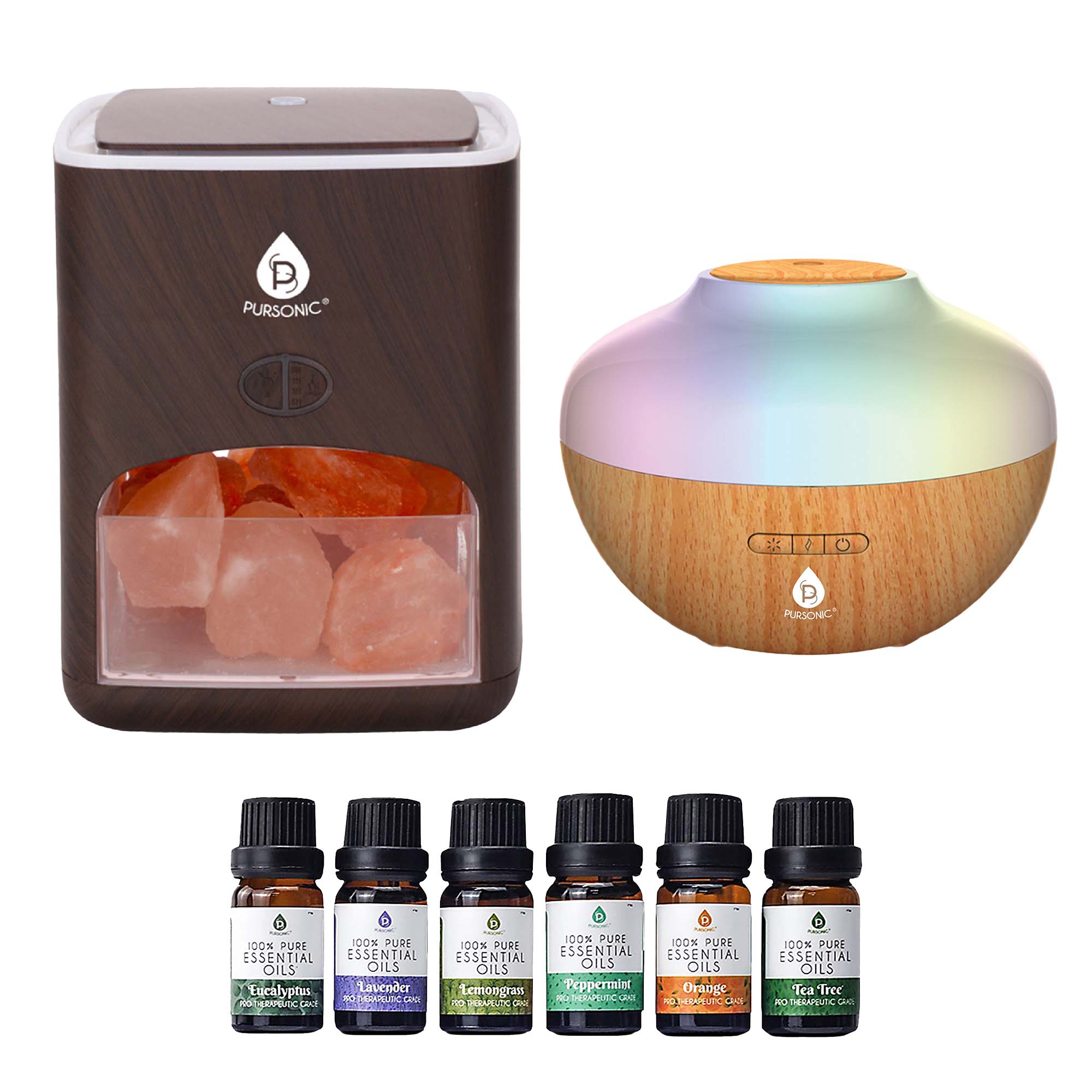 Pursonic Himalayan Salt Lamp & Aromatherapy Diffuser Wellness Set-0