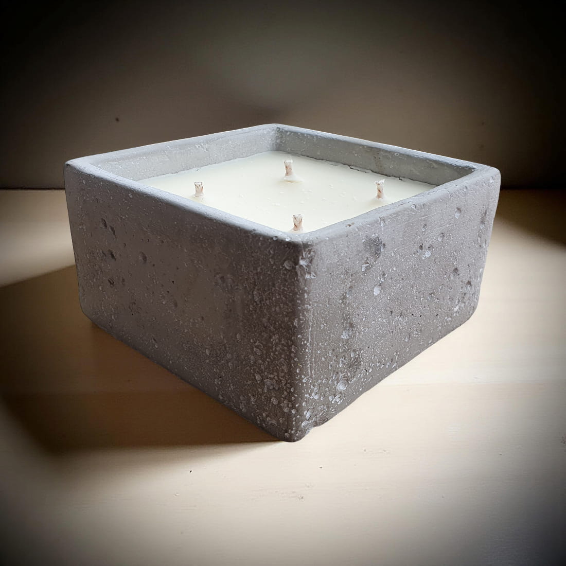 Concrete Square 4-Wick Candle-2
