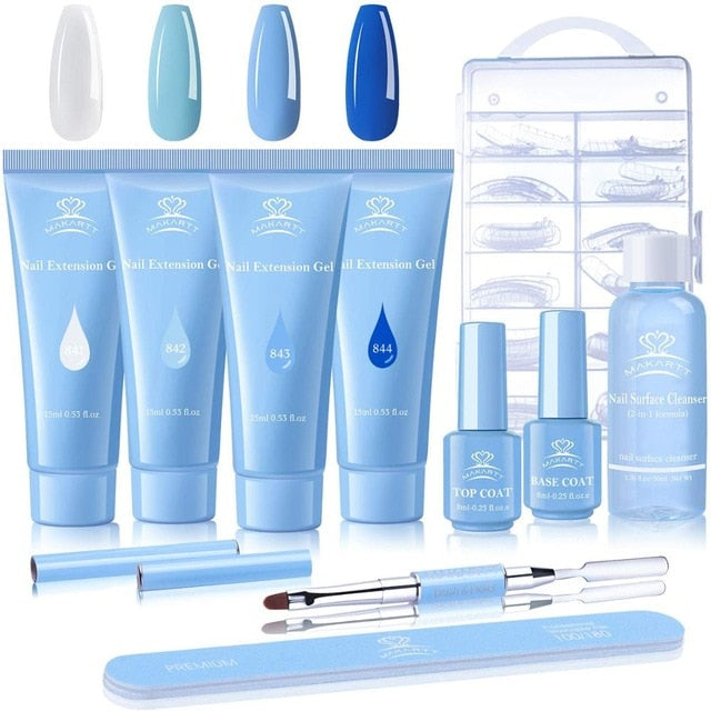 Poly Nail Extension Gel Kit, 15ML Nail Builder Gel with Slip Solution Nail Art Equipment Kit-2